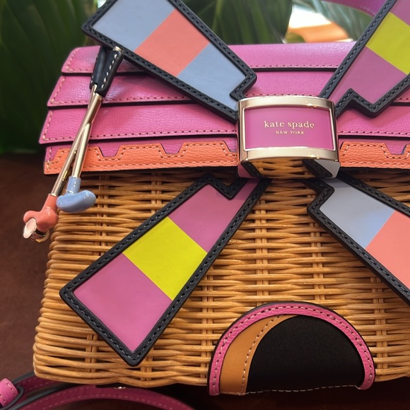 Kate Spade Tee Time Wicker Windmill Satchel - Picture 8 of 11